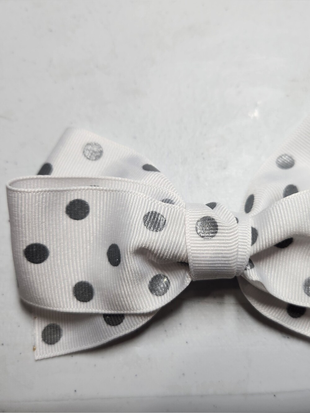 White Polka Dot Kids Hair Bow